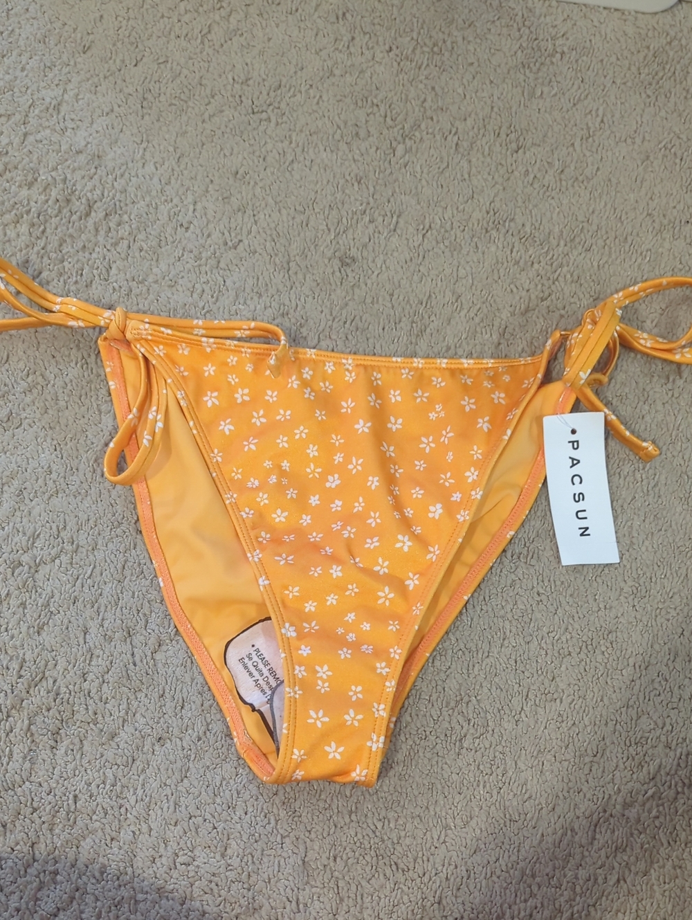 PacSun Orange Floral Tie-Side Bikini Bottoms Size Large
